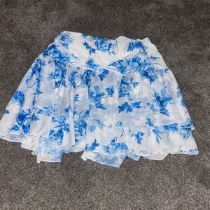 SHEIN Blue Floral Skater Skirt